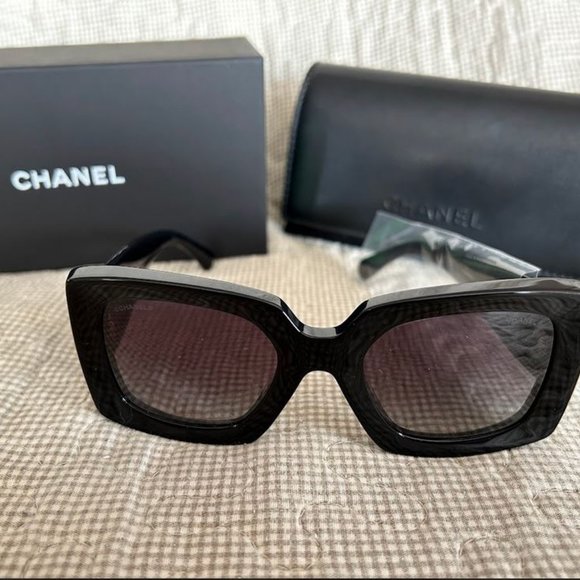 CHANEL Accessories - CHANEL:  Acetate Rectangle Sunglasses 5435 - black